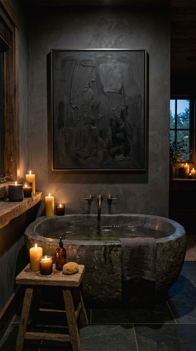 20. Spa and Moody Bathroom Art