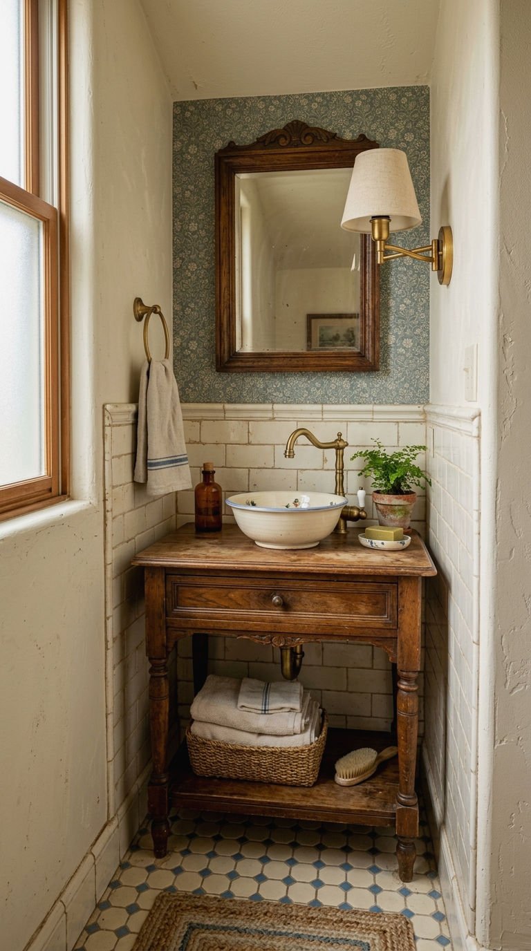 14. Space Saving Small Vintage Vanity