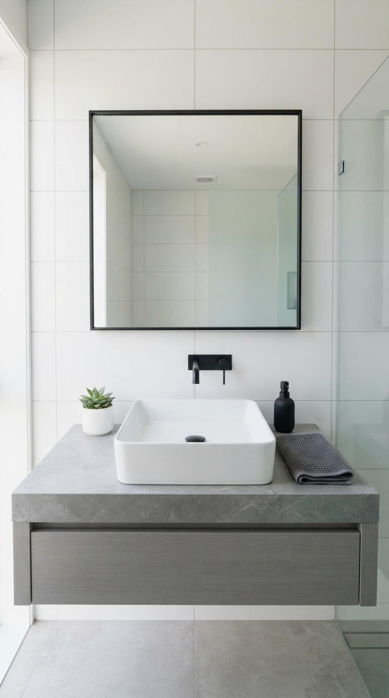 7. Square Vessel Sink Bathroom Style