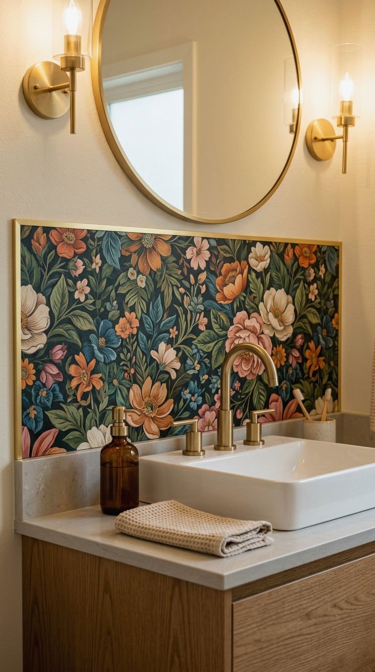 27. Statement Wallpaper Backsplash