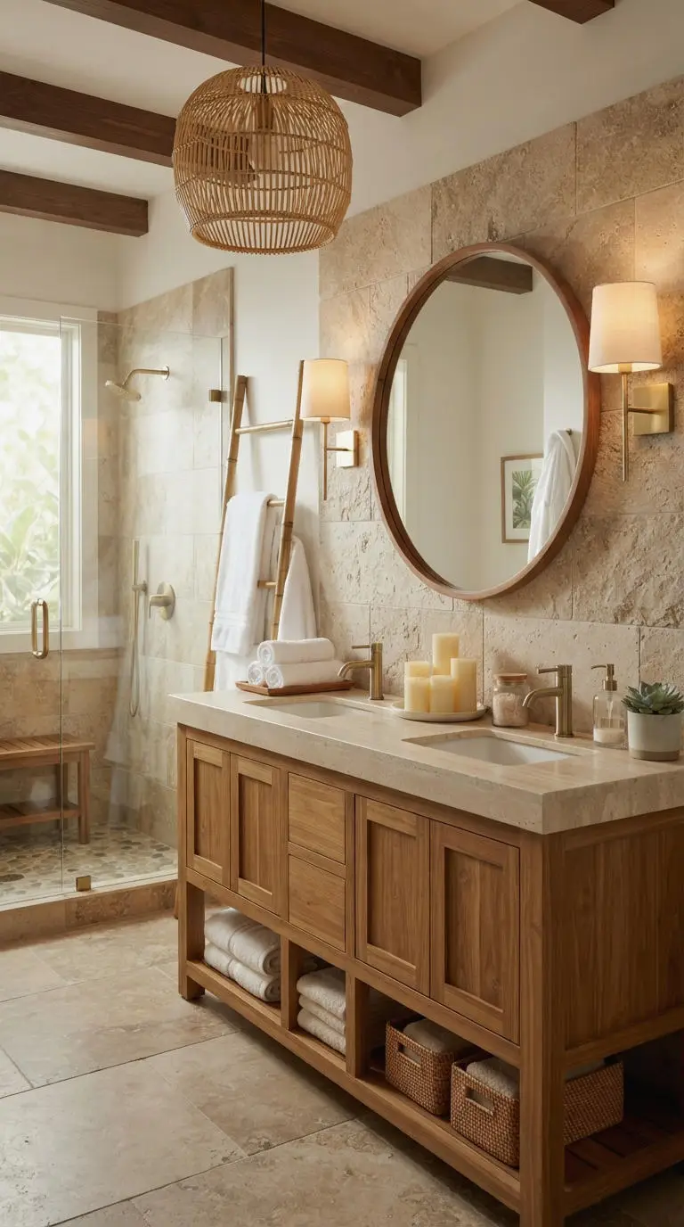 19. Teak Wood Vanity for Spa Bathrooms
