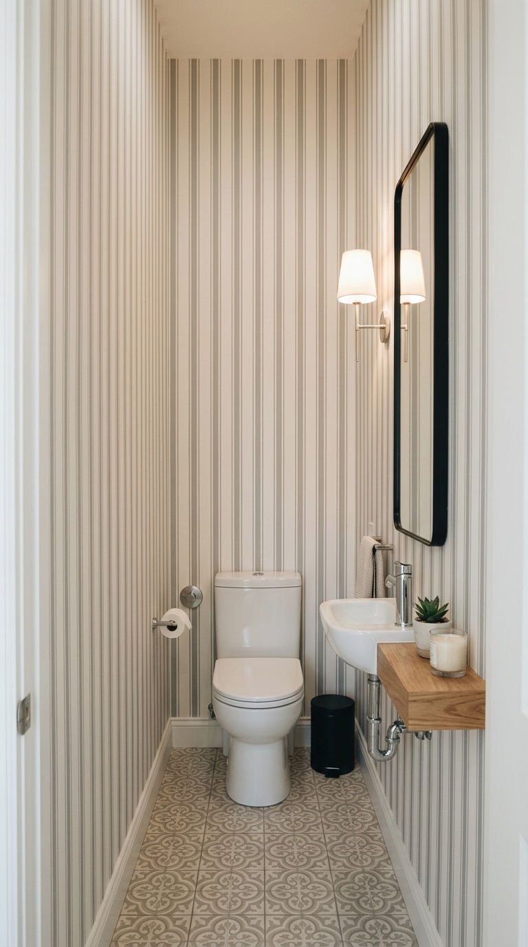 2. Tiny Bathroom Wallpaper Looks