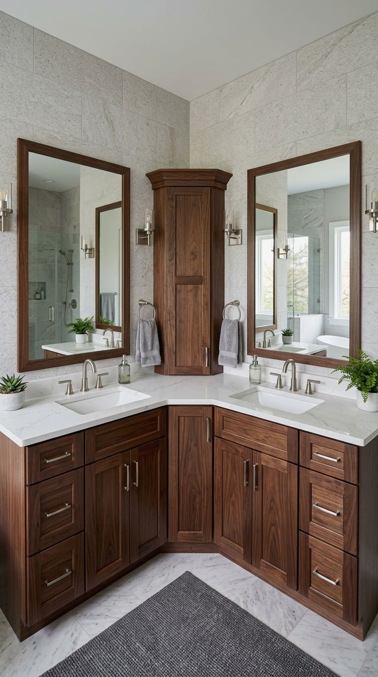 24. Two Sink Corner Vanity Design