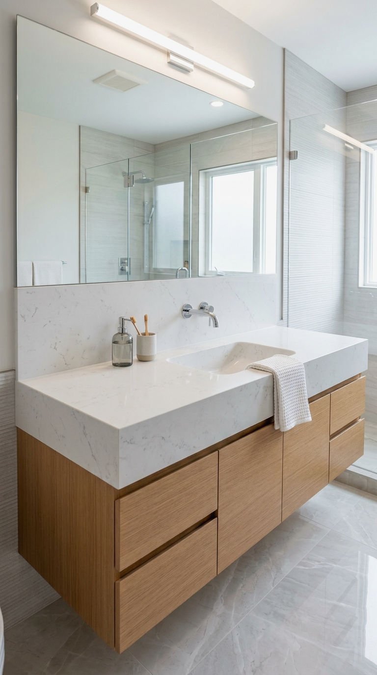 16. Vanity with Built In Backsplash