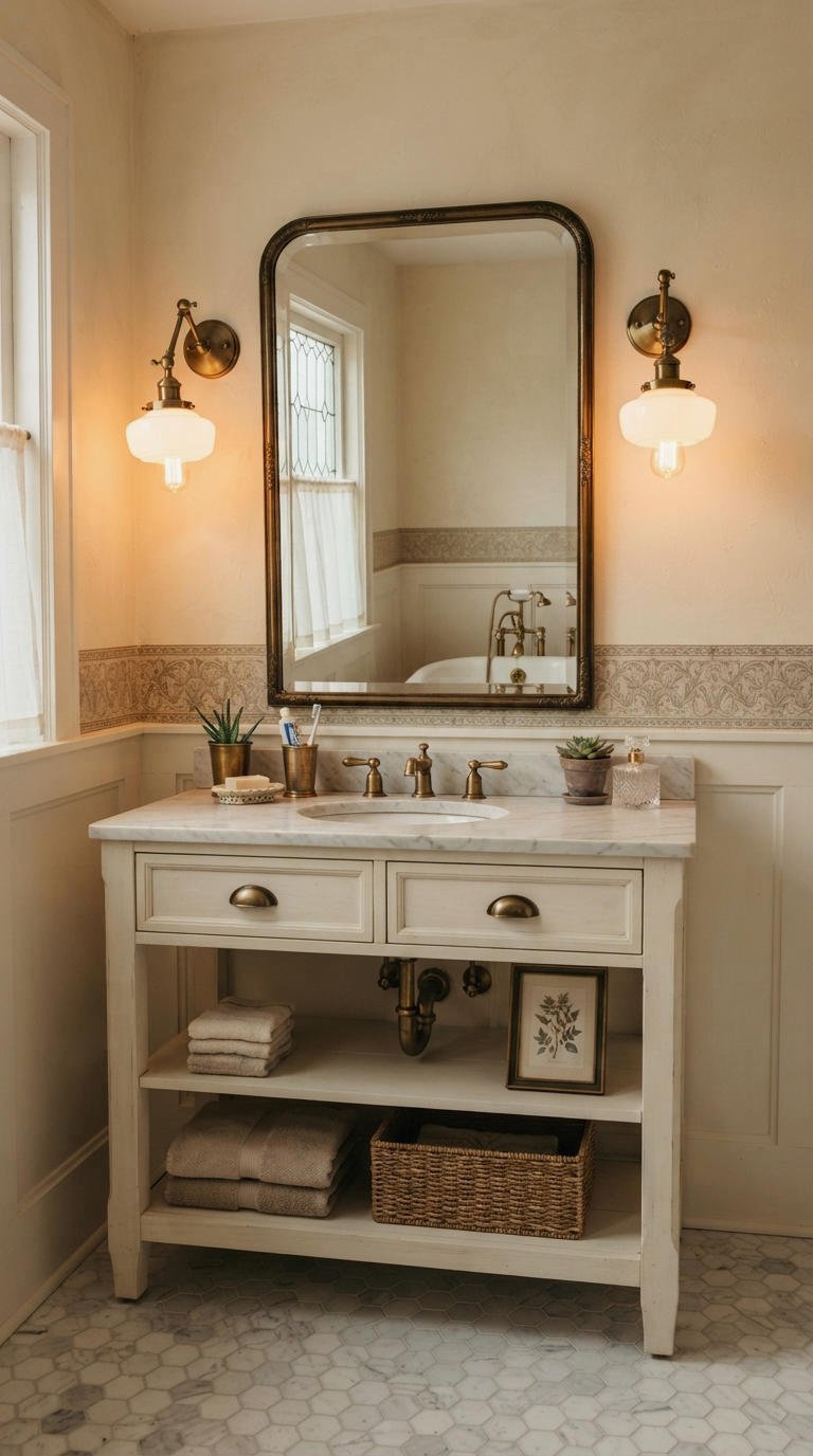 17. Vintage Bathroom Vanity Lighting Charm