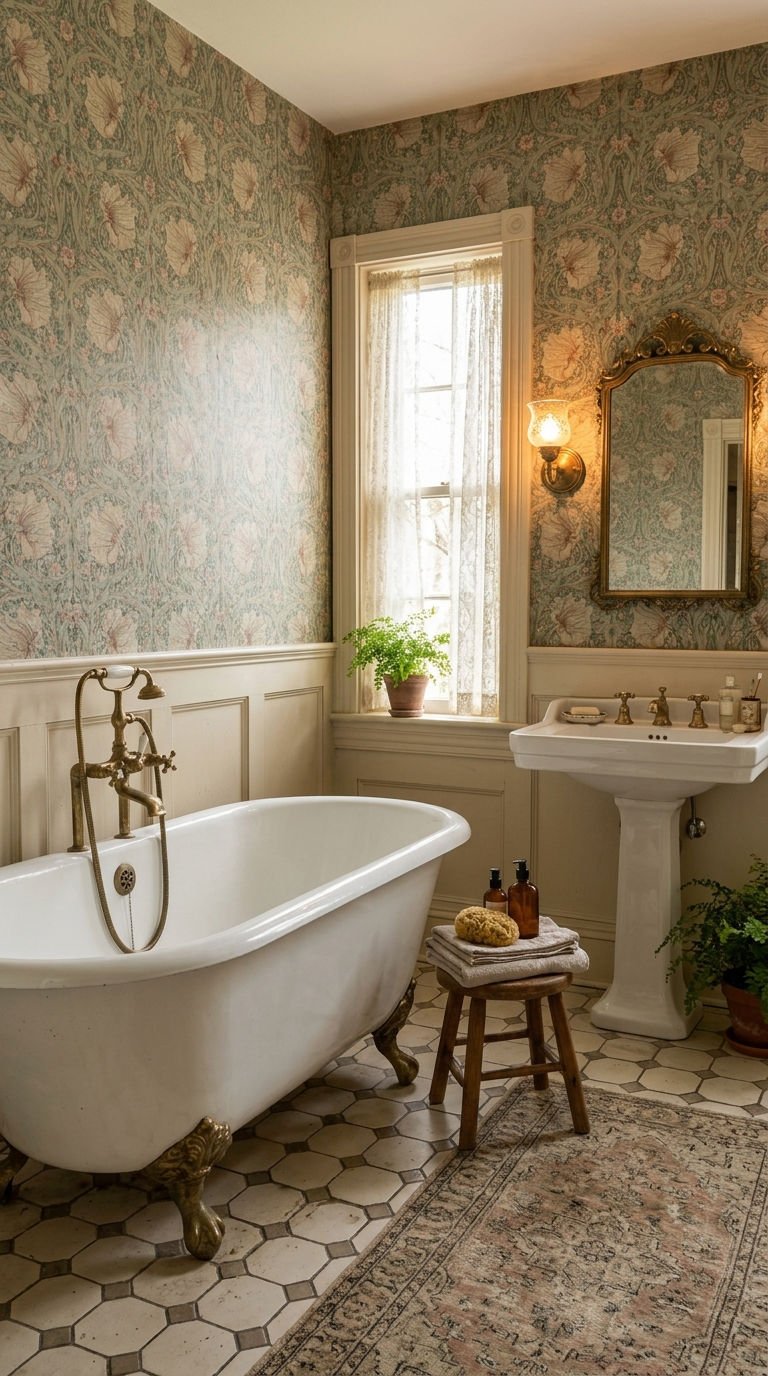13. Vintage Bathroom Wallpaper Looks