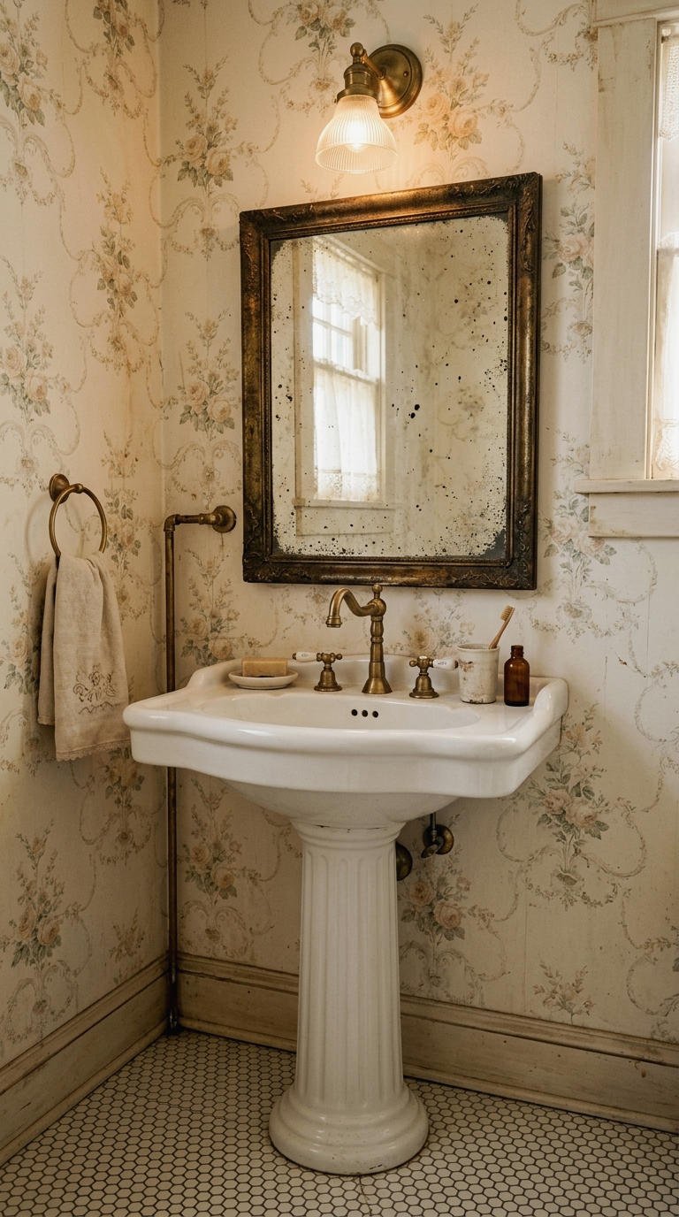 2. Vintage Pedestal Sink Bathroom Style