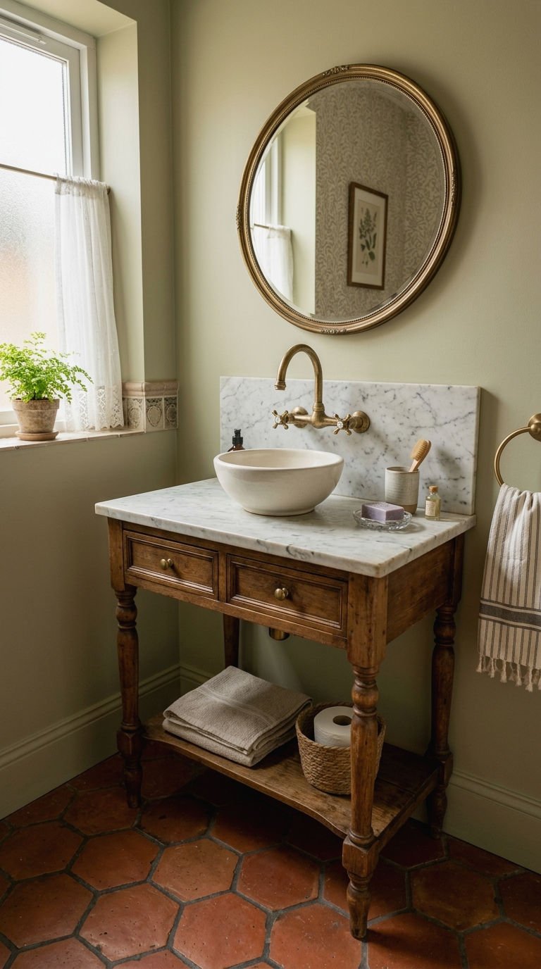 4. Vintage Washstand Style Vanity