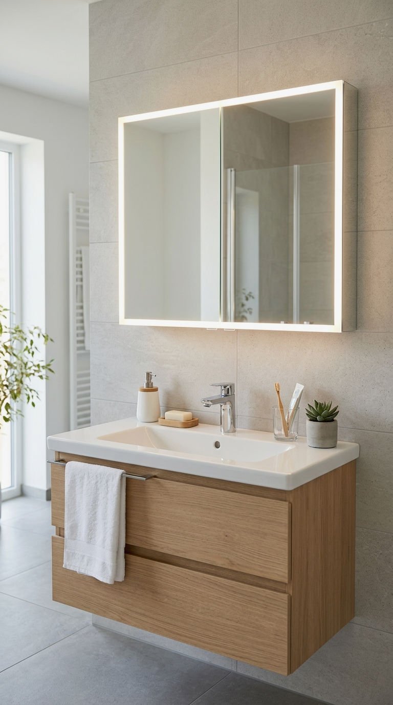 22. Wall Cabinet With Built-In Mirror Light