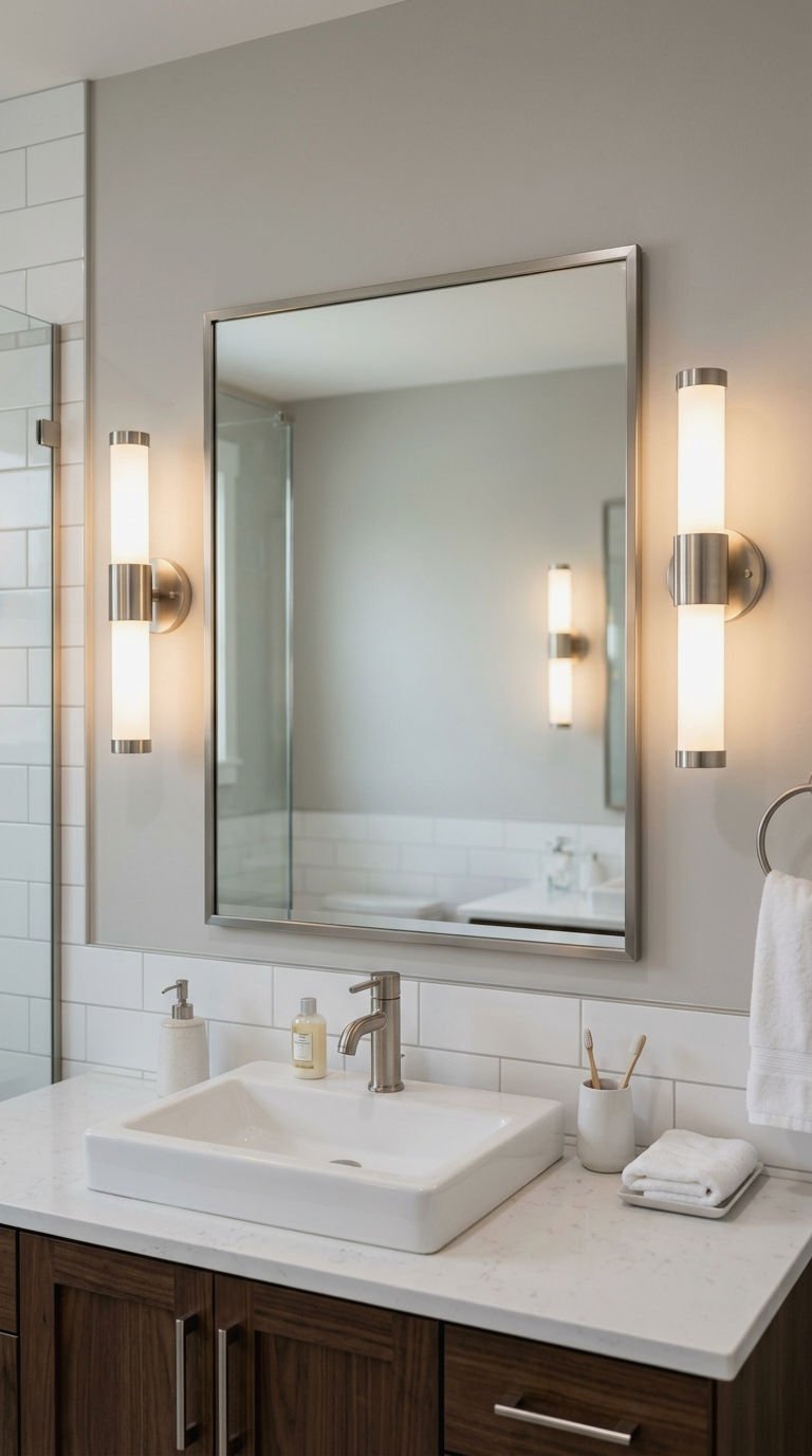 2. Wall Lights Beside the Mirror