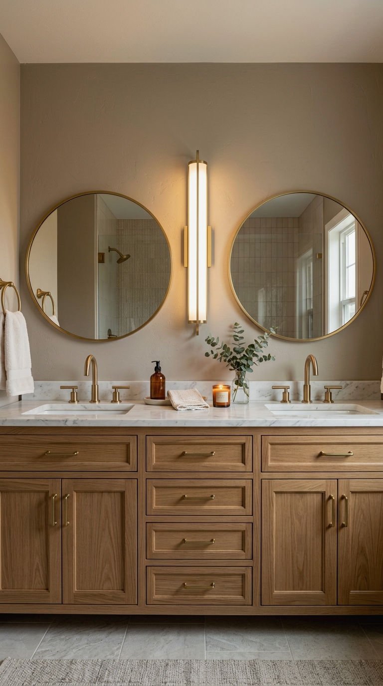 3. Wall Lights Between Two Mirrors