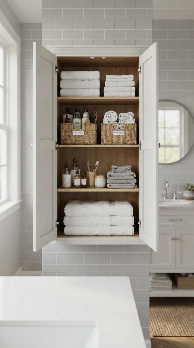 3. Wall Mounted Bathroom Storage Cabinet