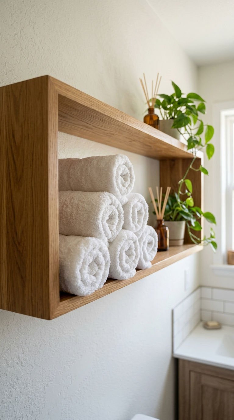 24 Bathroom Wall Shelves Ideas That Will Transform Your Space 6 6. Wall Shelves For Towel Storage