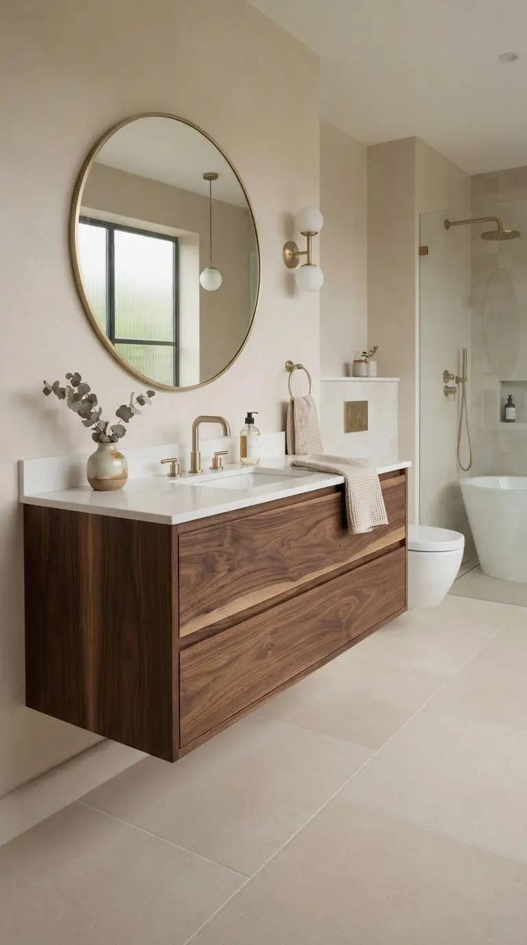 18. Walnut Wood Bathroom Vanity Elegance
