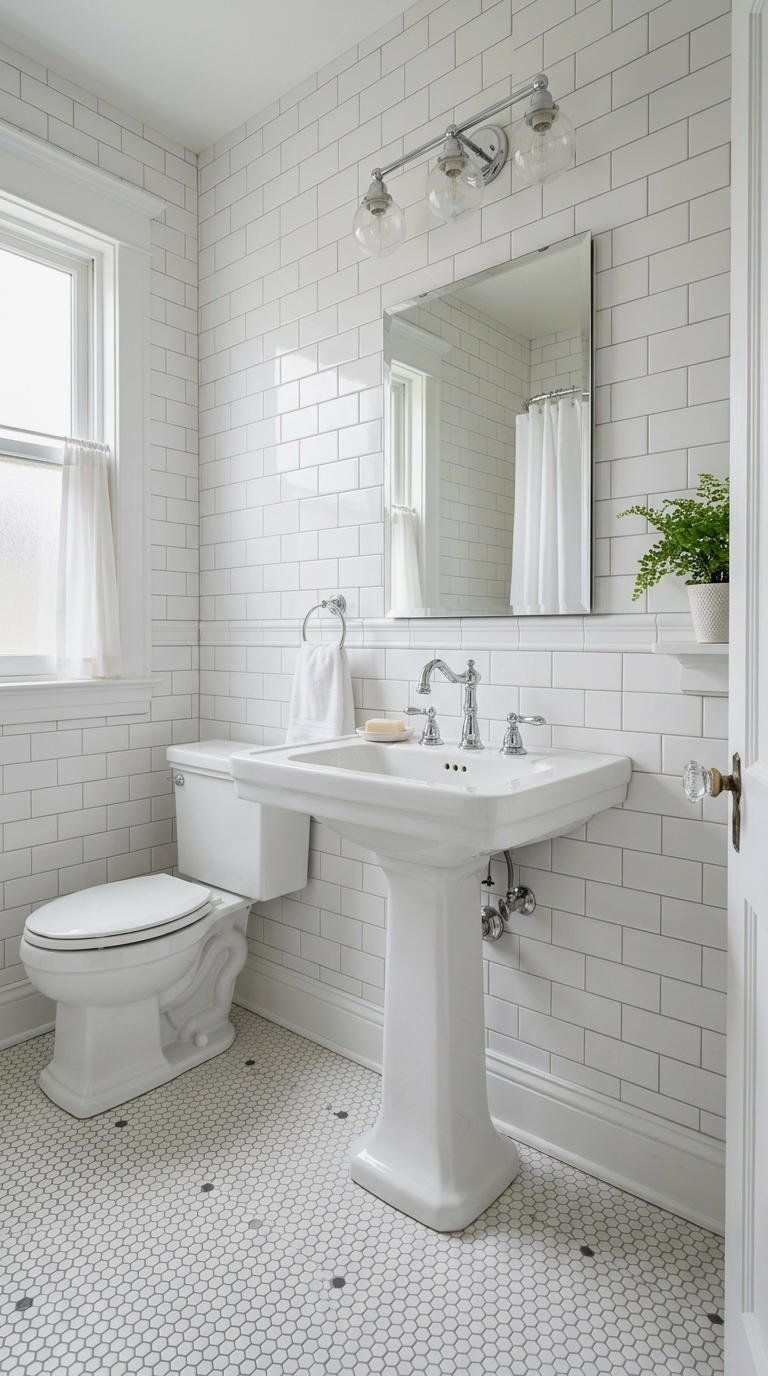 7. White Pedestal Sink Classic Bathroom Look