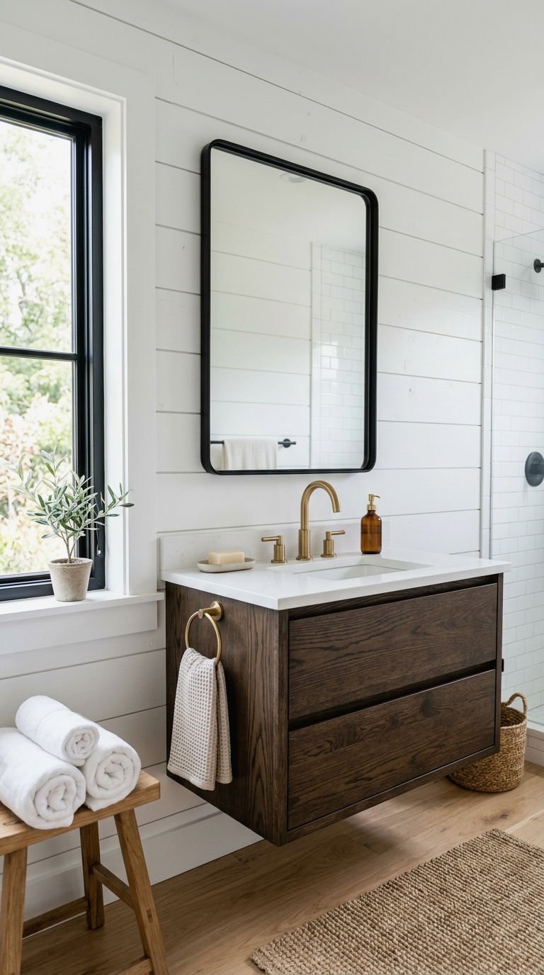 3. White Shiplap for a Bright Bathroom