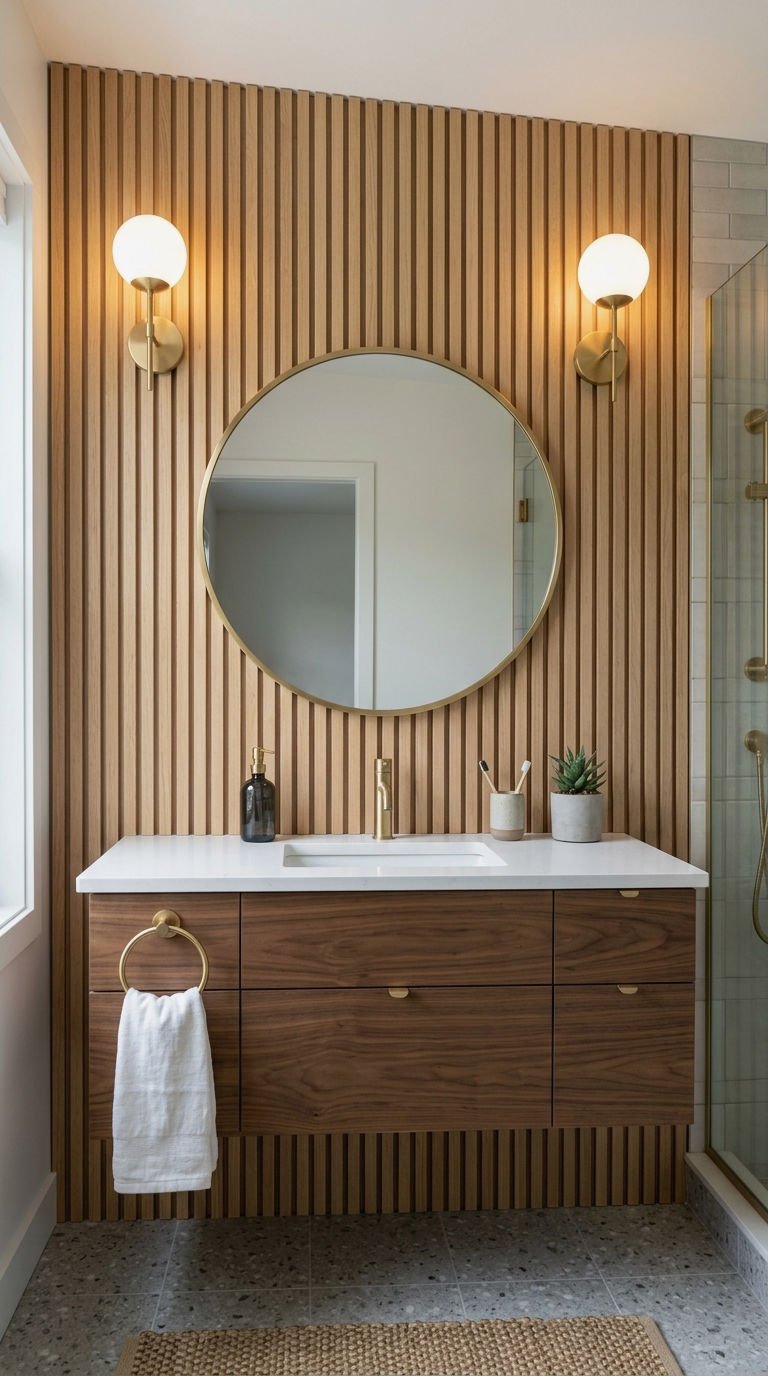 21 Wood Slat Wall Bathroom Ideas That Turn a Boring Room Into a Spa 21 21. Wood Slat Wall Panels for Bathrooms