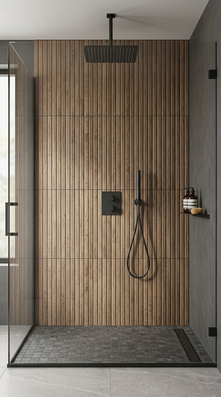 21 Wood Slat Wall Bathroom Ideas That Turn a Boring Room Into a Spa 20 20. Wood Slat Wall Tile for Bathrooms