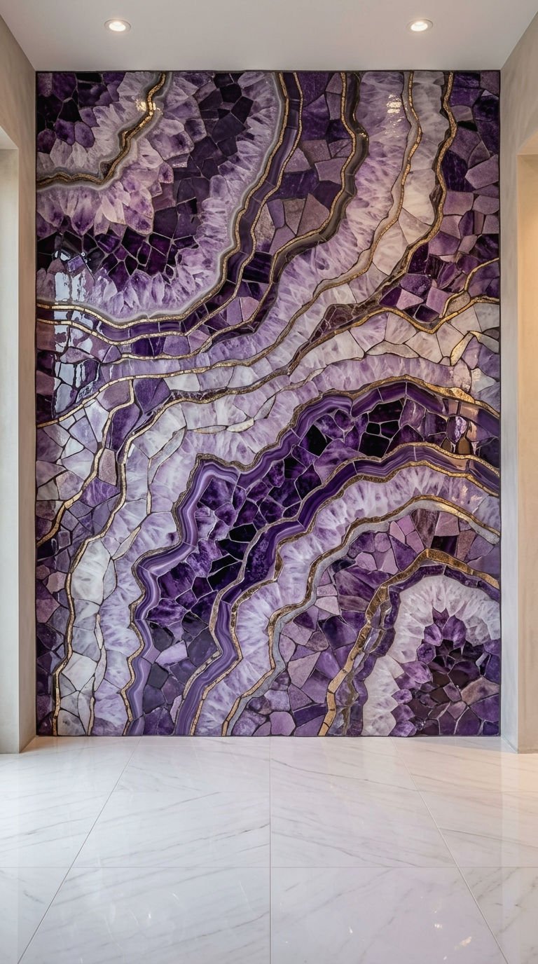12. Amethyst Geode Inspired Tile Wall