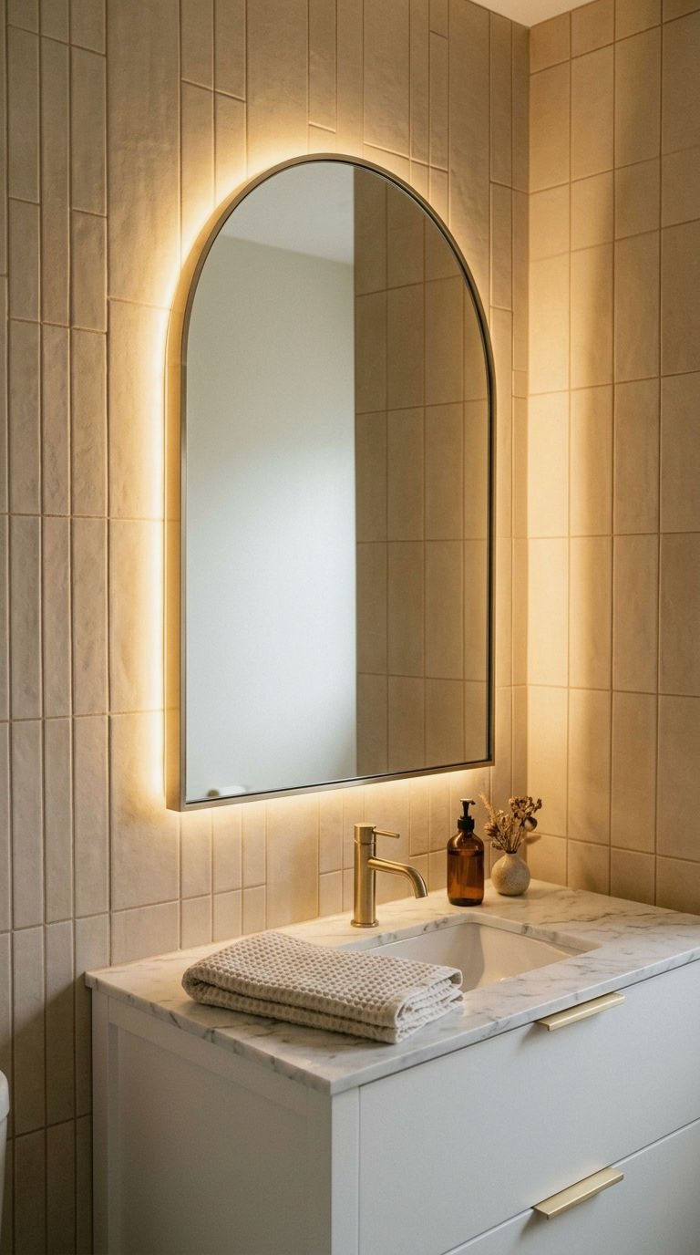 1. Arched LED Mirror With Soft Halo