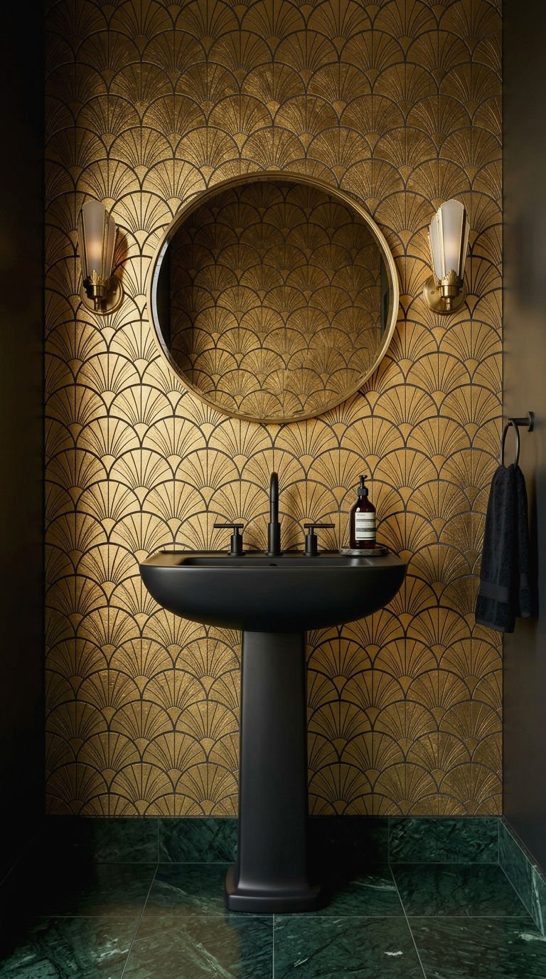 5. Art Deco Gold Fan Pattern Tile