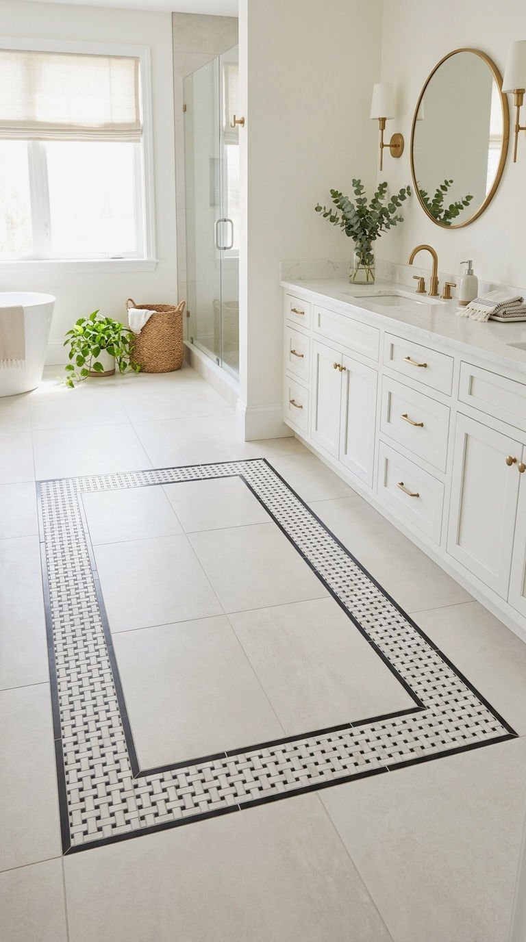 15. Basketweave Border Around Plain Tile