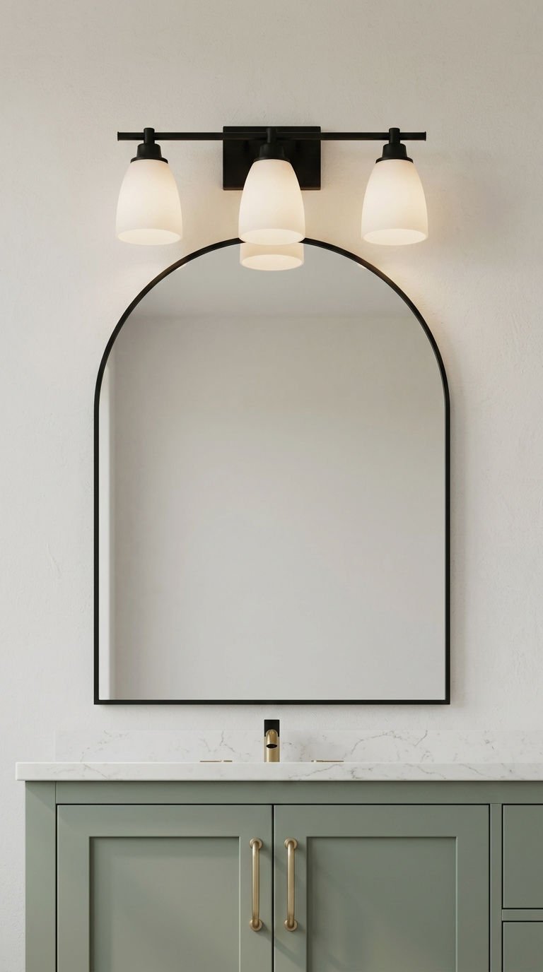 7. Bathroom Vanity Lights Over Arched Mirror