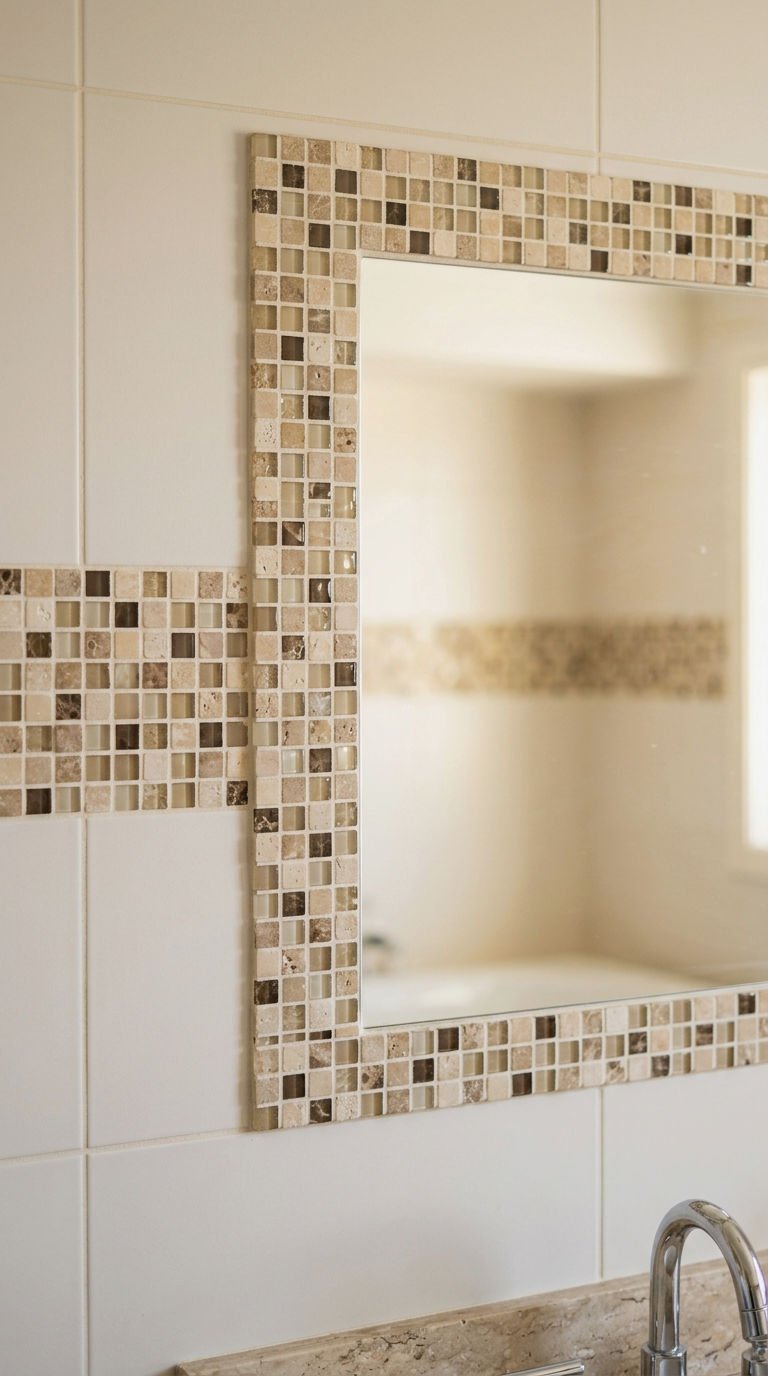 22 Brown Bathroom Tile Ideas for a Cozy Earthy Bathroom 12 12. Beige and Brown Mosaic Tile
