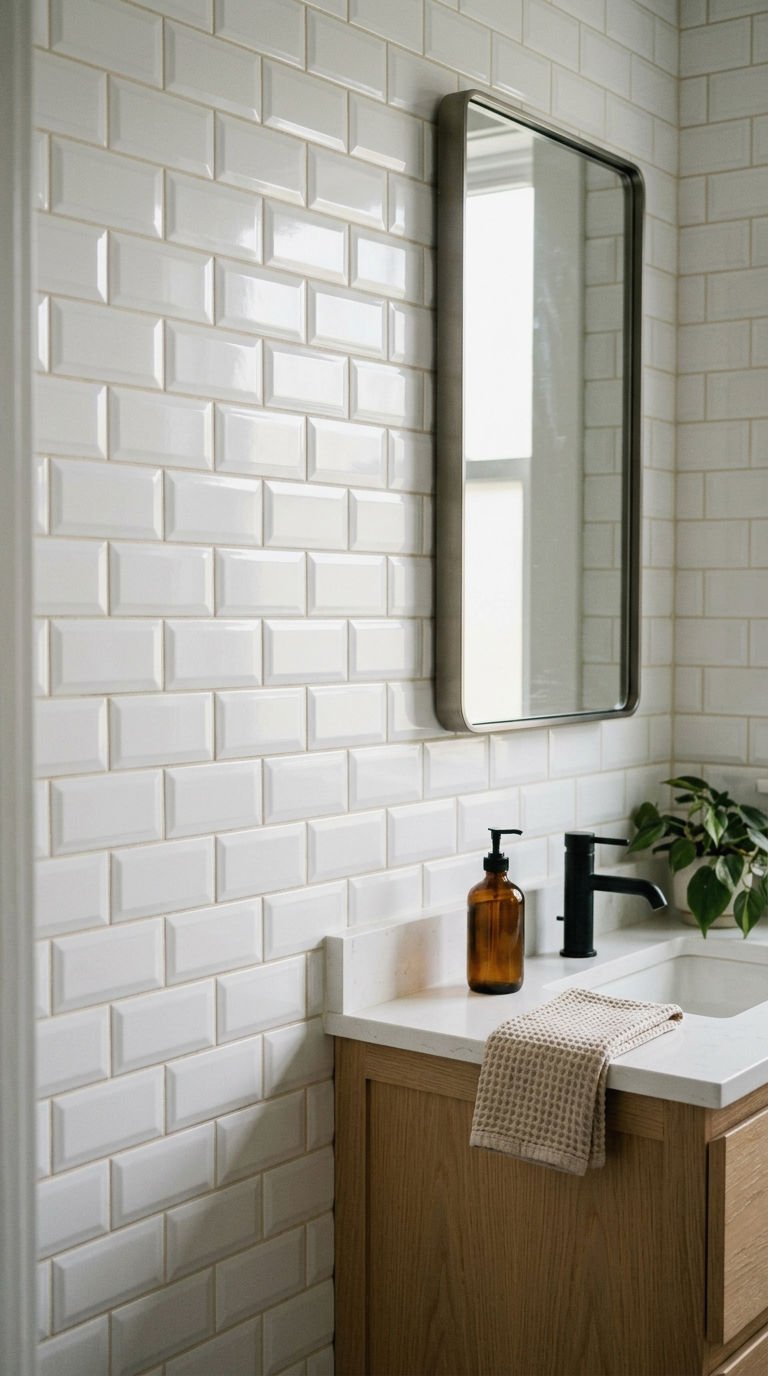 11. Beveled Subway Tile for Soft Light Play