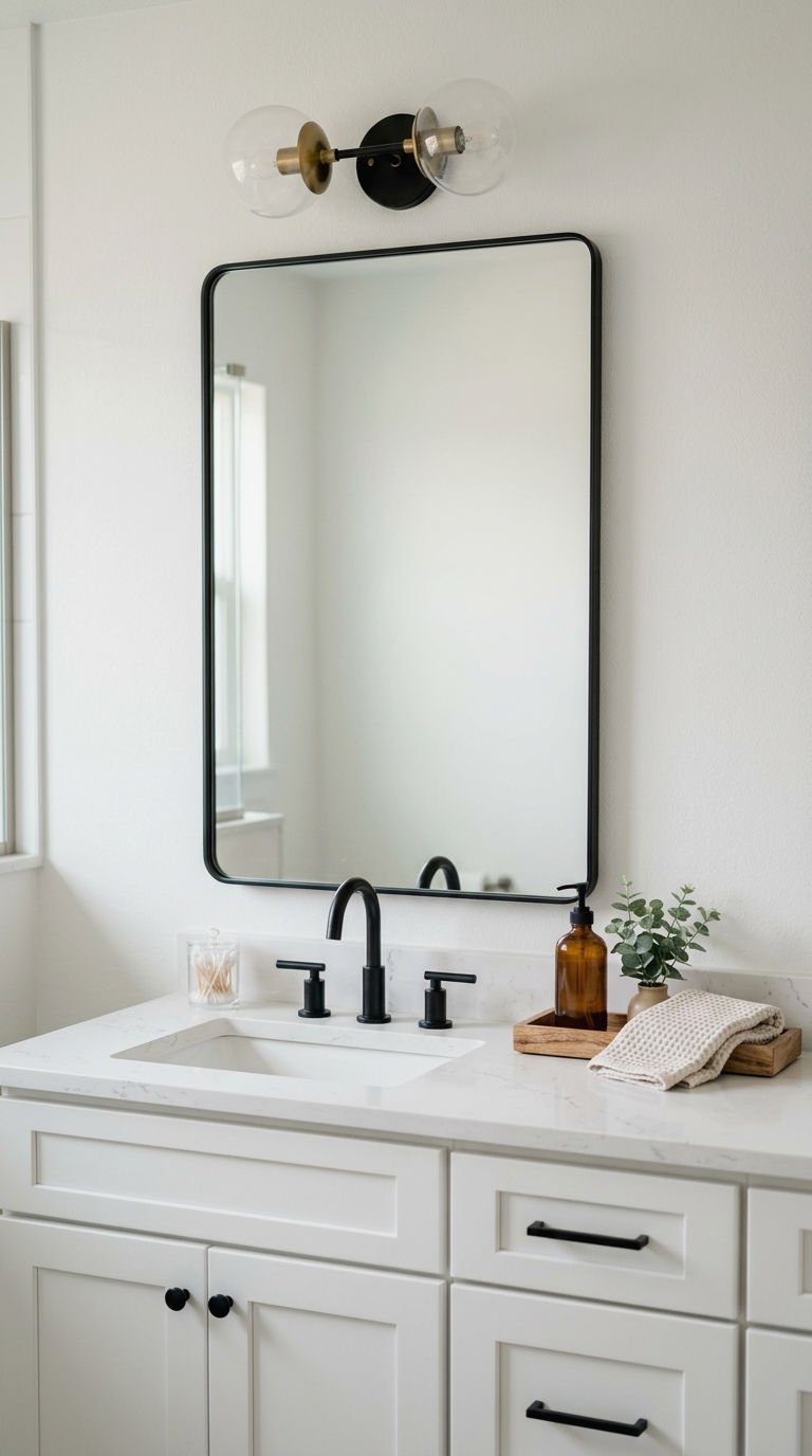 12. Black Framed Mirror for Modern Contrast