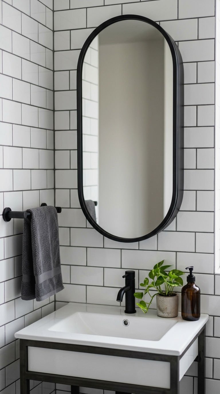4. Black Framed Oval Medicine Cabinet