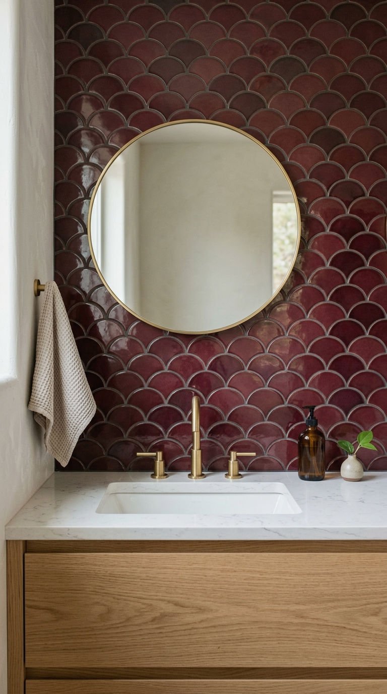 19. Burgundy Fish Scale Tile
