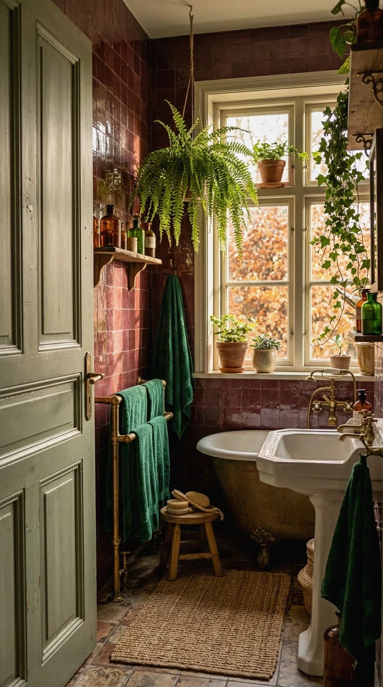 21. Burgundy Tile with Green Accents