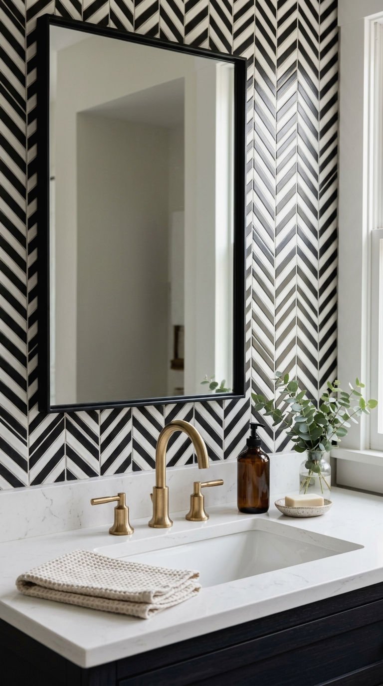 14. Chevron Tile Backsplash for the Sink
