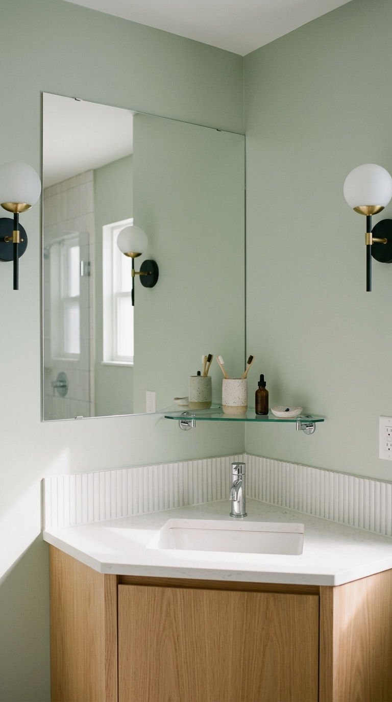 5. Corner Mirror With Built In Shelf