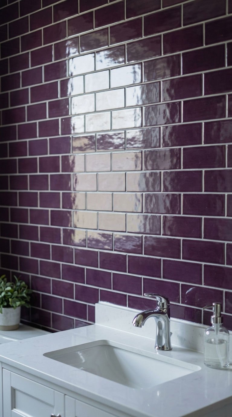 1. Deep Amethyst Subway Tile Walls