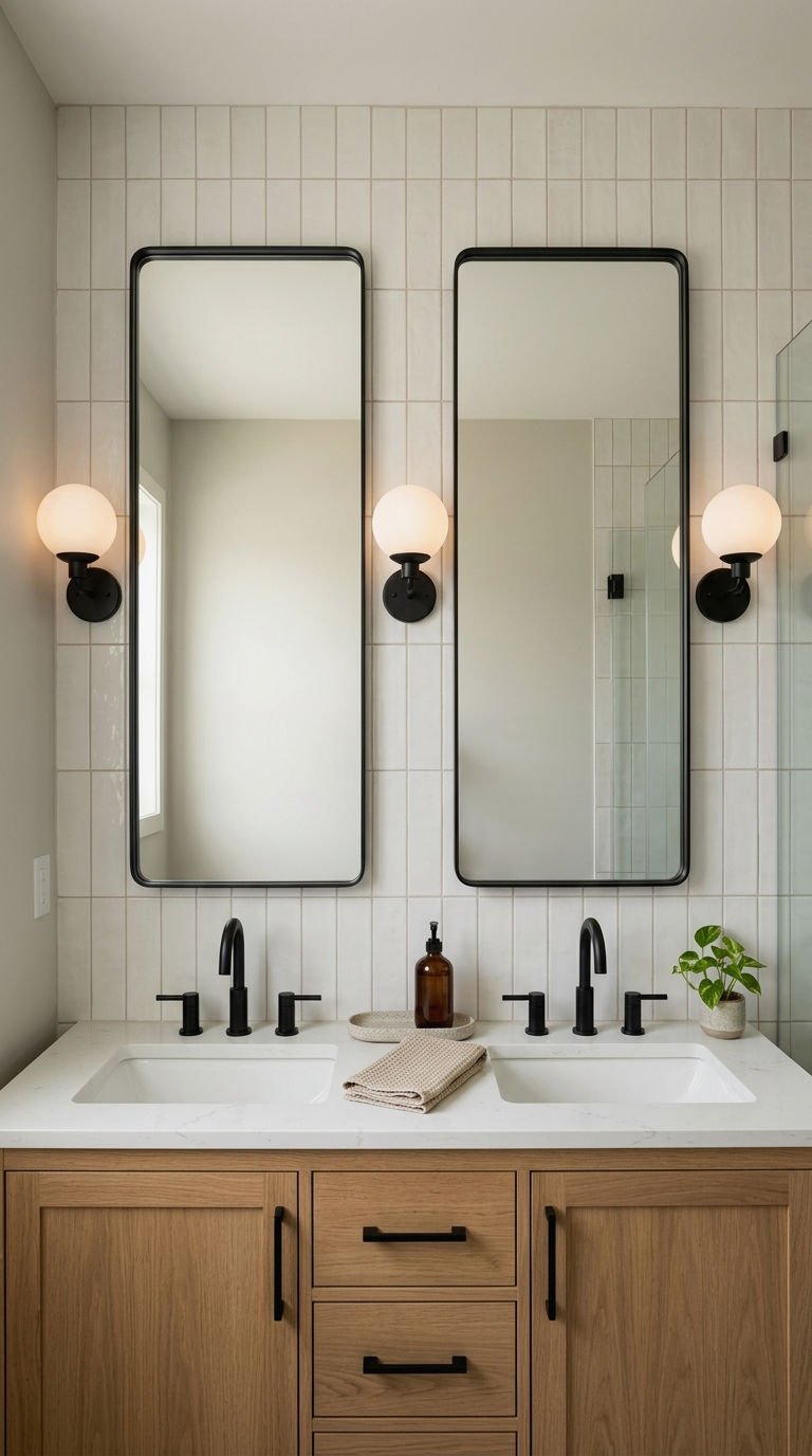 20 Oversized Bathroom Mirror Ideas to Make a Small Bathroom Look Bigger 11 11. Double Mirrors for Double Space