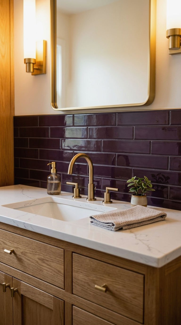 4. Eggplant Tile Vanity Backsplash