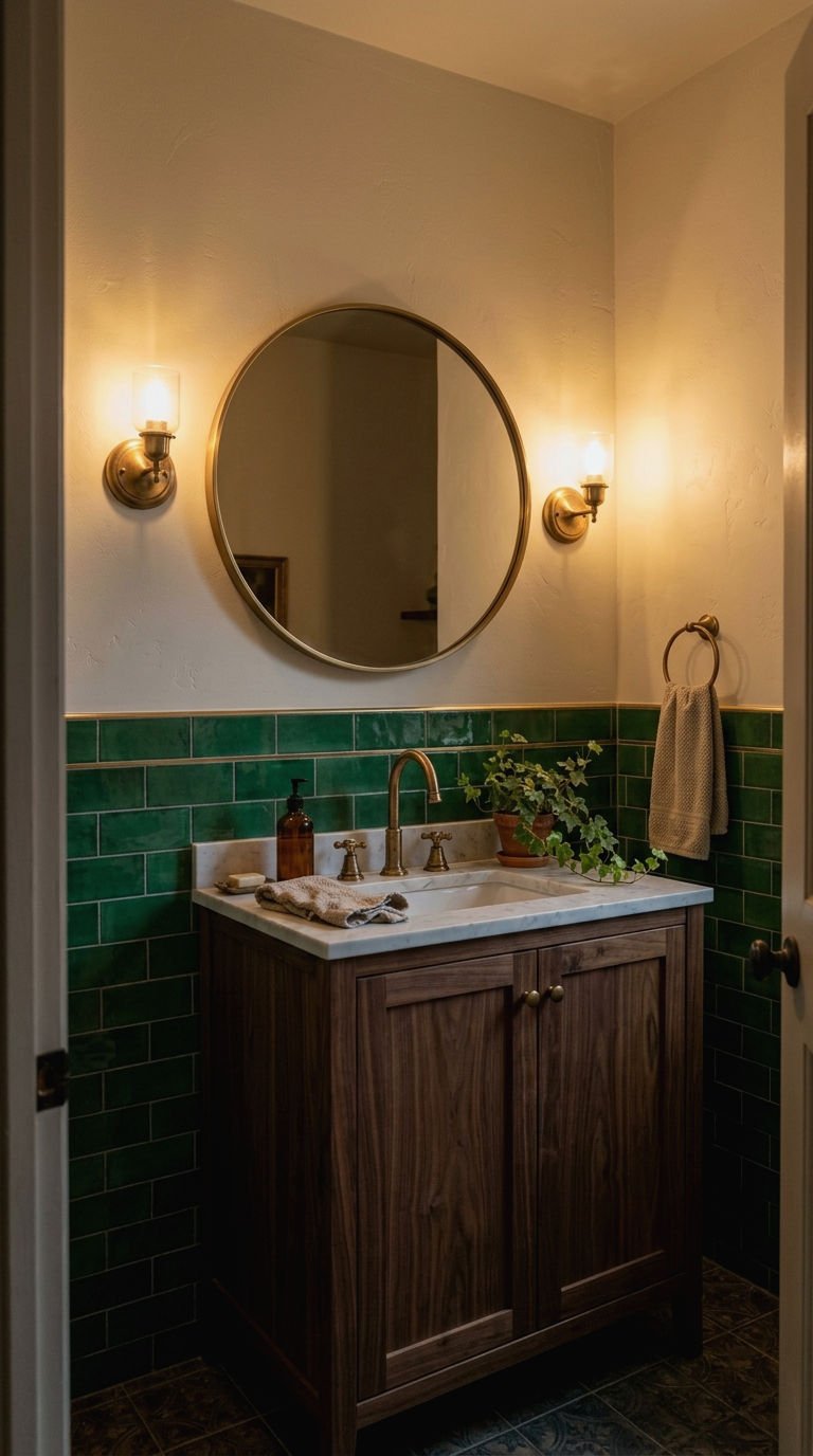 10. Emerald Green Tile With Gold Trim