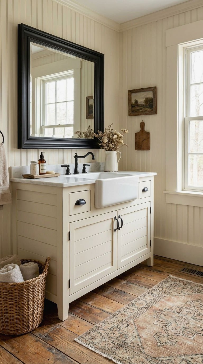 12. Farmhouse Single Sink Vanity Charm