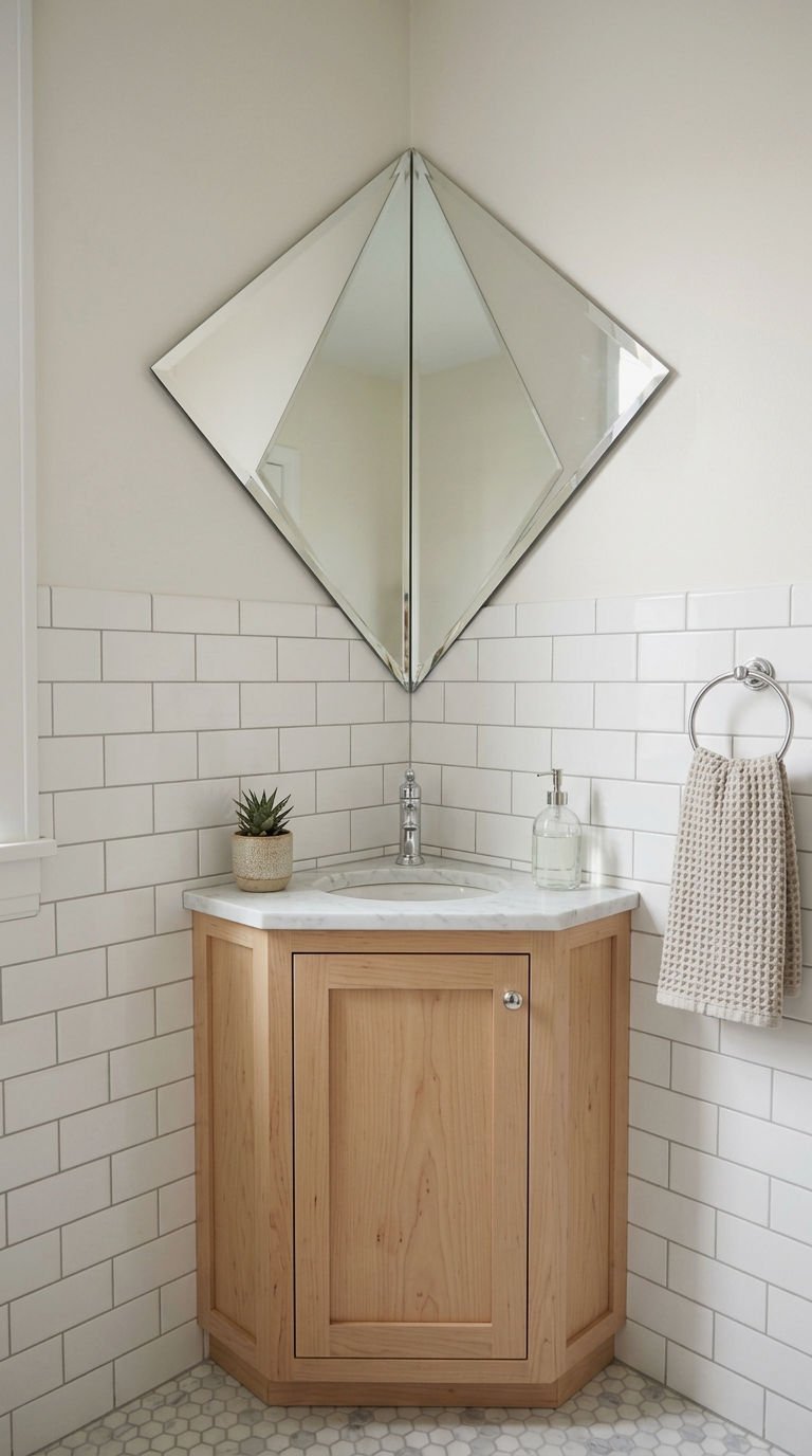 2. Frameless Corner Mirror for Tight Spaces