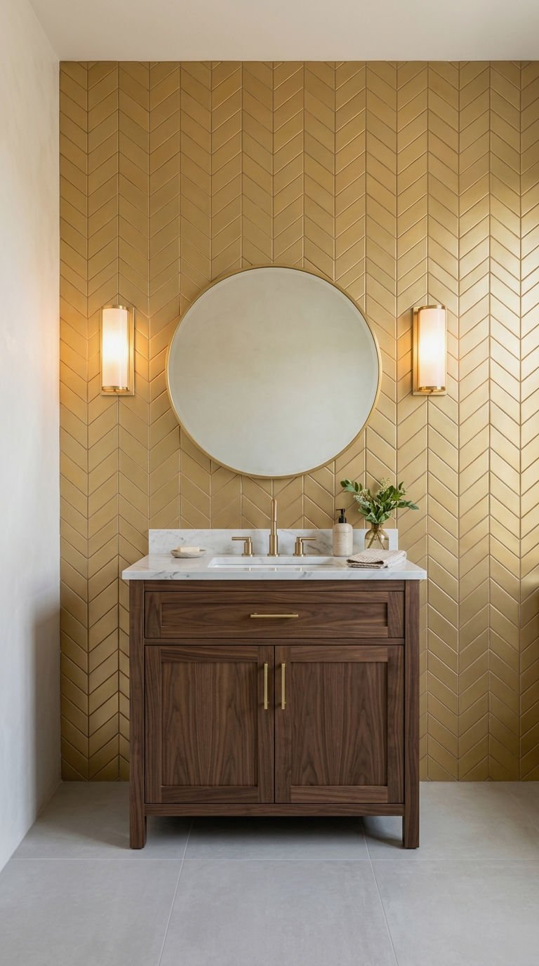 18. Gold Chevron Feature Wall