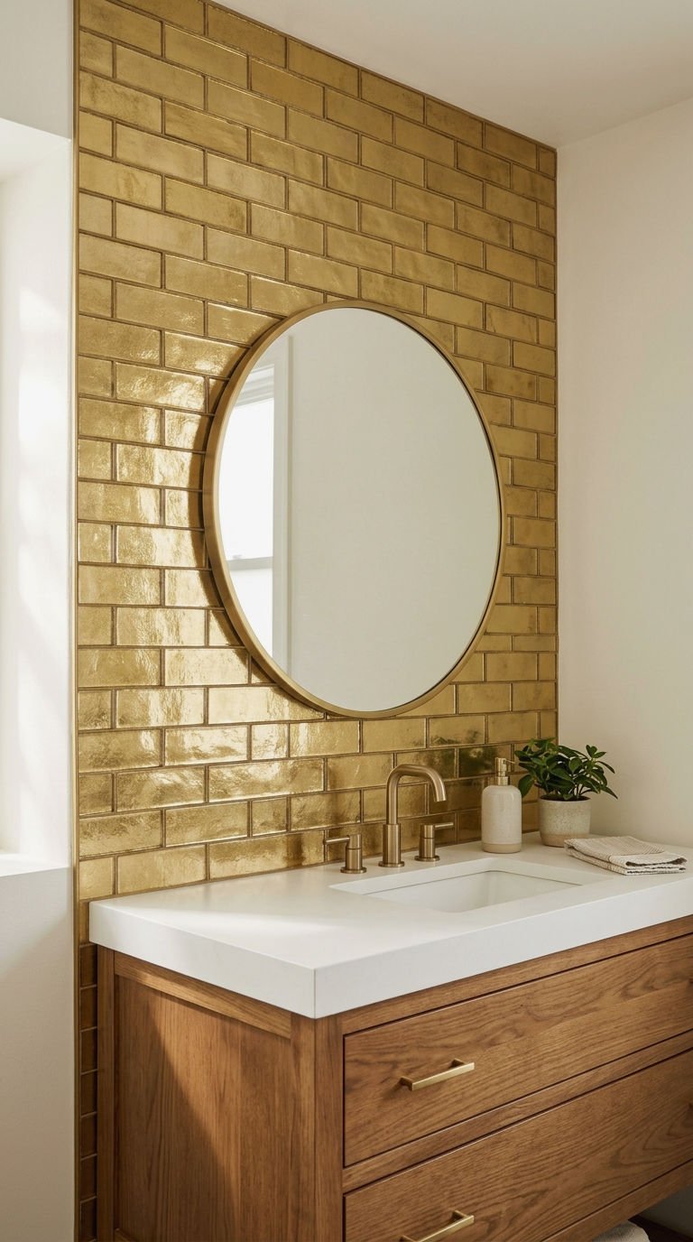 4. Gold Foil Glass Subway Tile