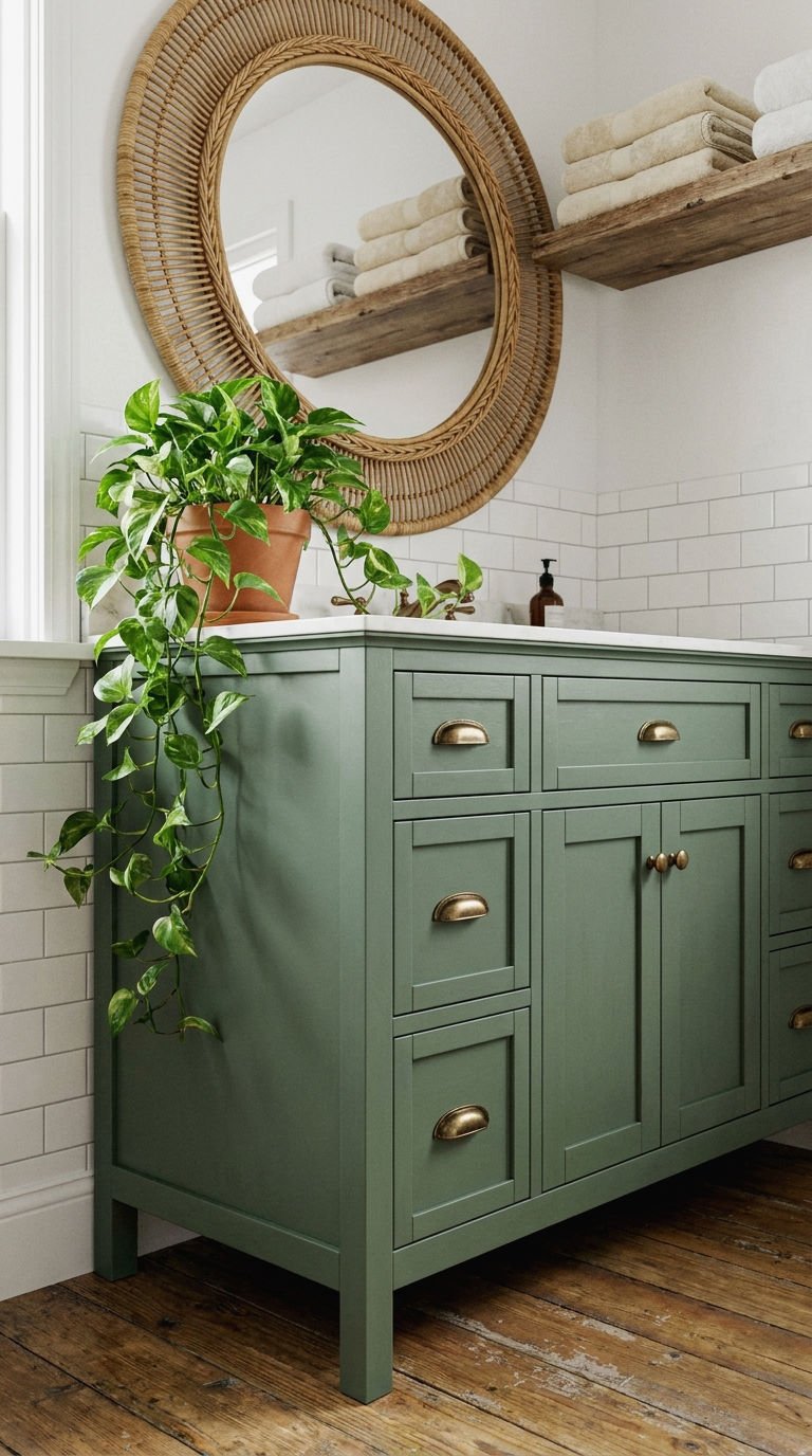 10. Green Boho Vanity for Earthy Color