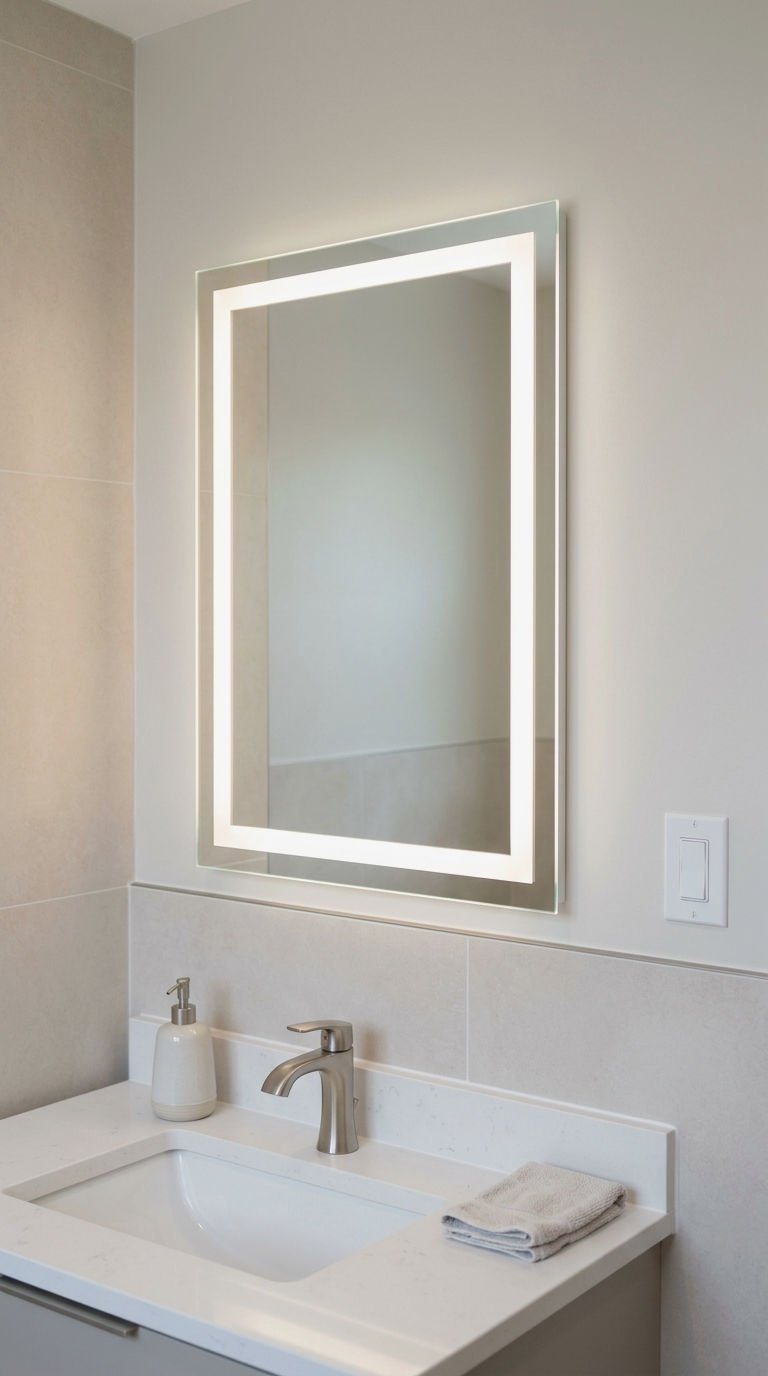 12. Hardwired LED Mirror for Clean Installation