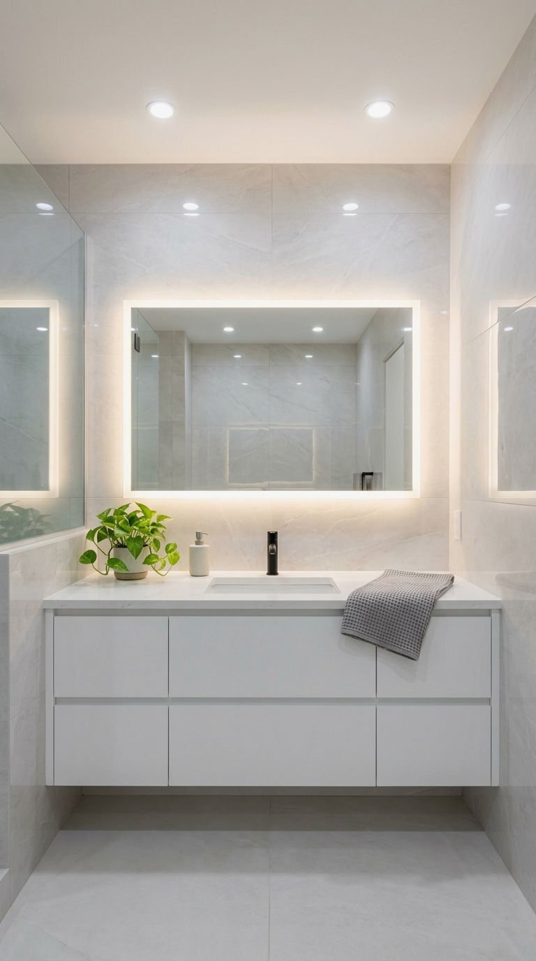 1. LED Lighted Mirror for Windowless Bathroom