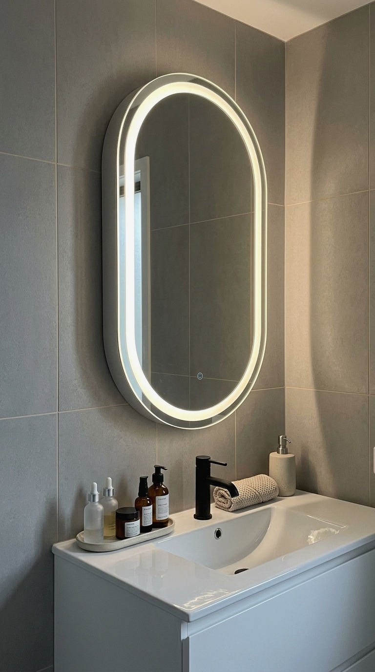 7. LED Lit Oval Medicine Cabinet
