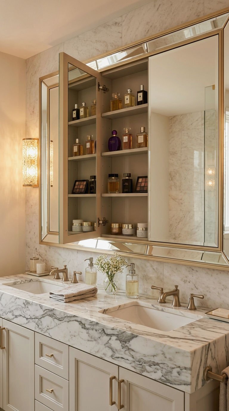 3. Large Glam Mirror Cabinet With Storage
