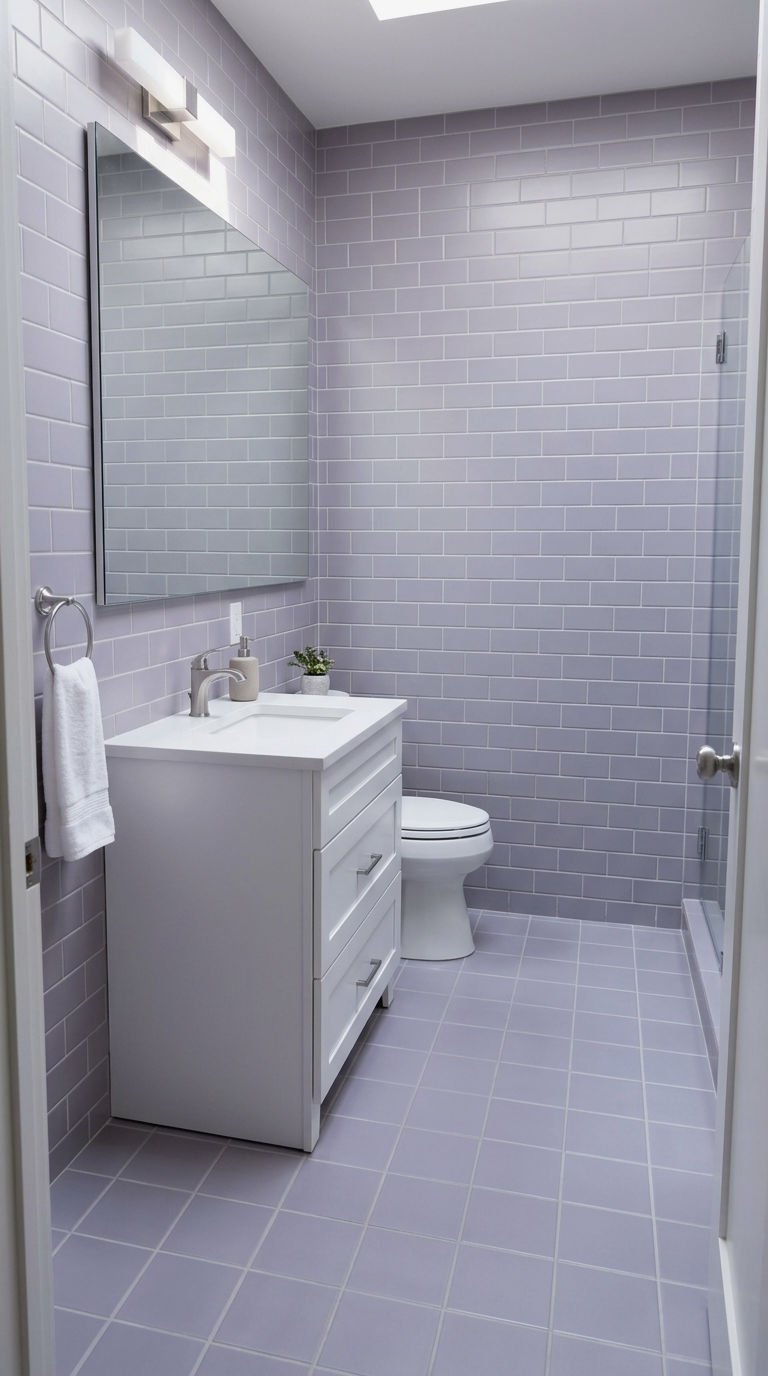17. Lavender Gray Tile for Small Bathrooms