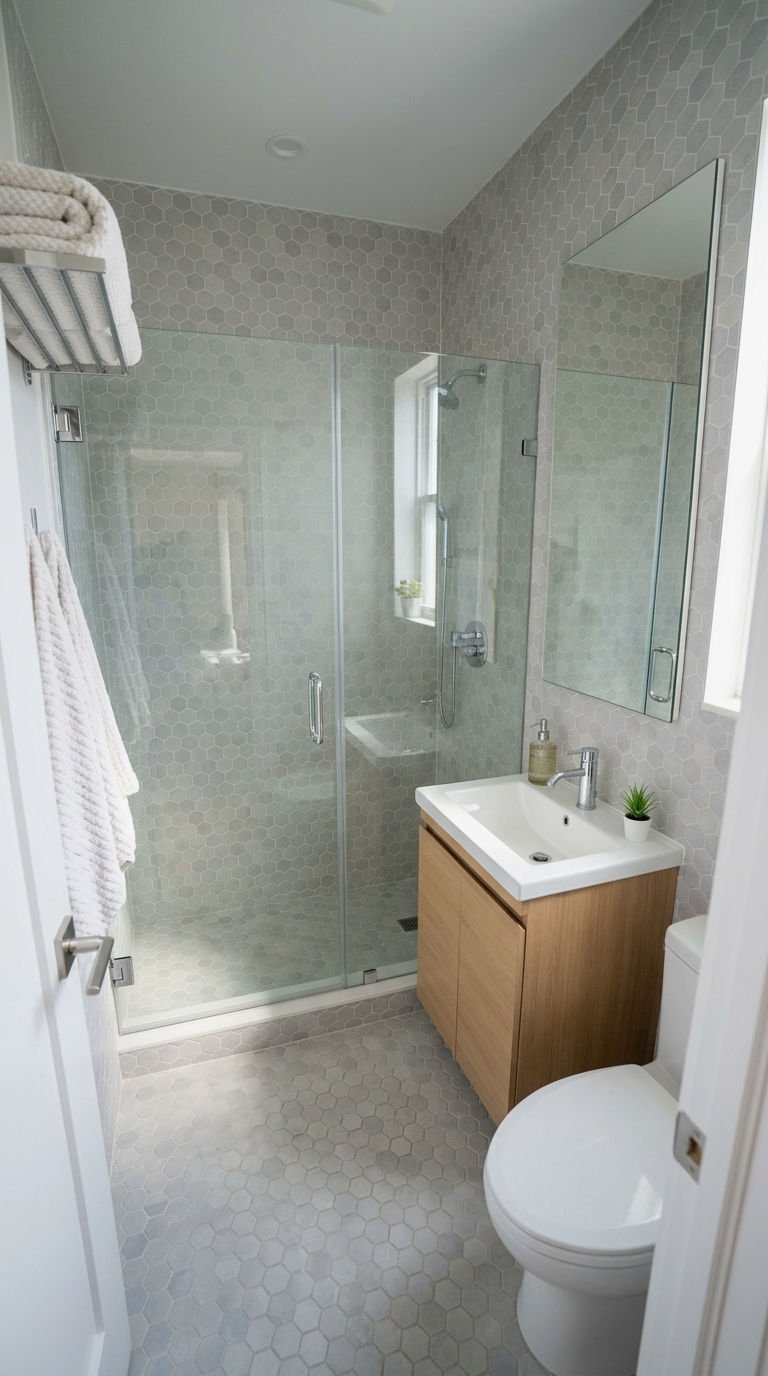 23. Light Gray Hexagon Small Bath